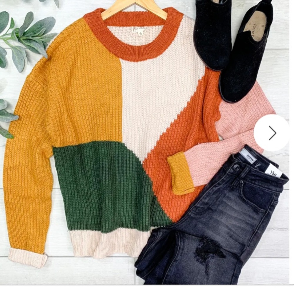 Hem & Thread Color Block Crewneck Sweater - image 2